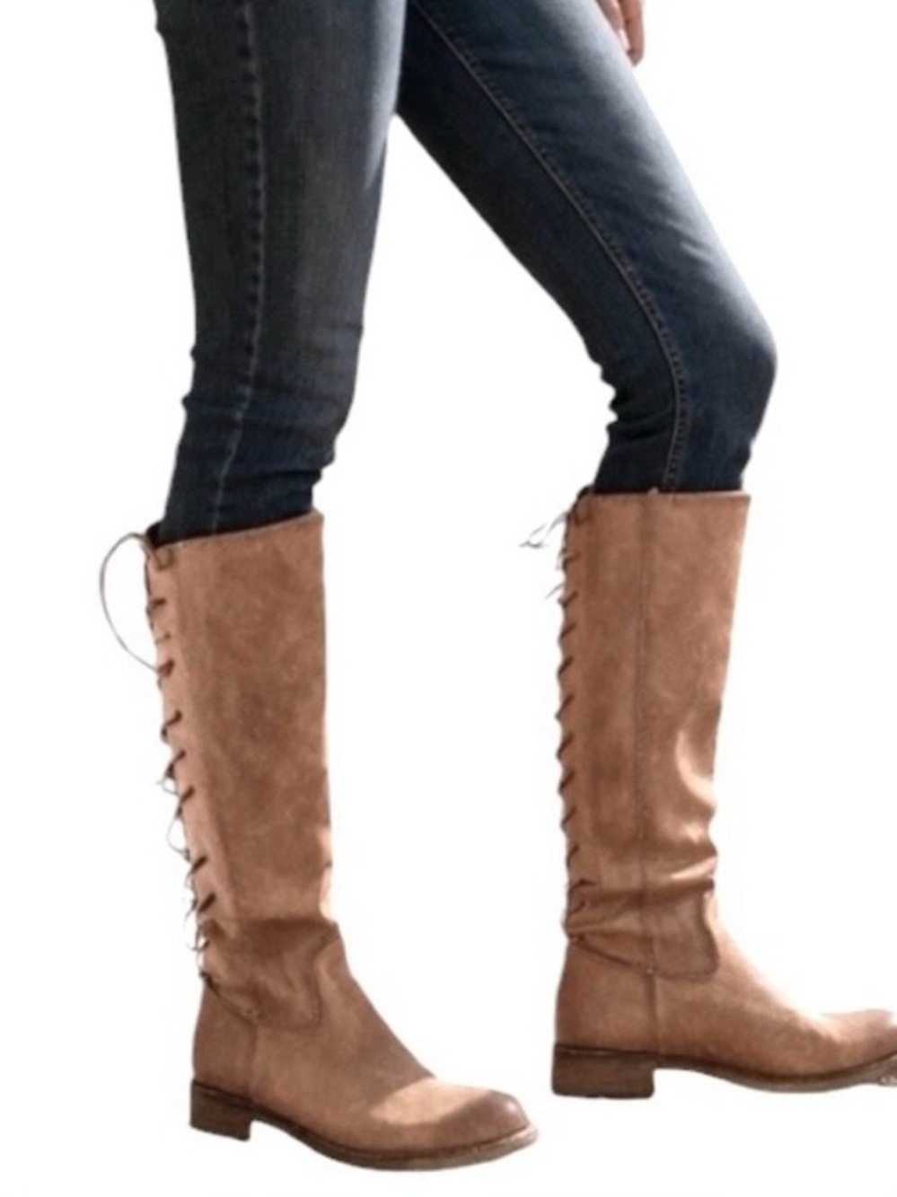 Sofft Sharnell Tall Lace Up Riding Boot Womens 8 Tan Leather Knee High